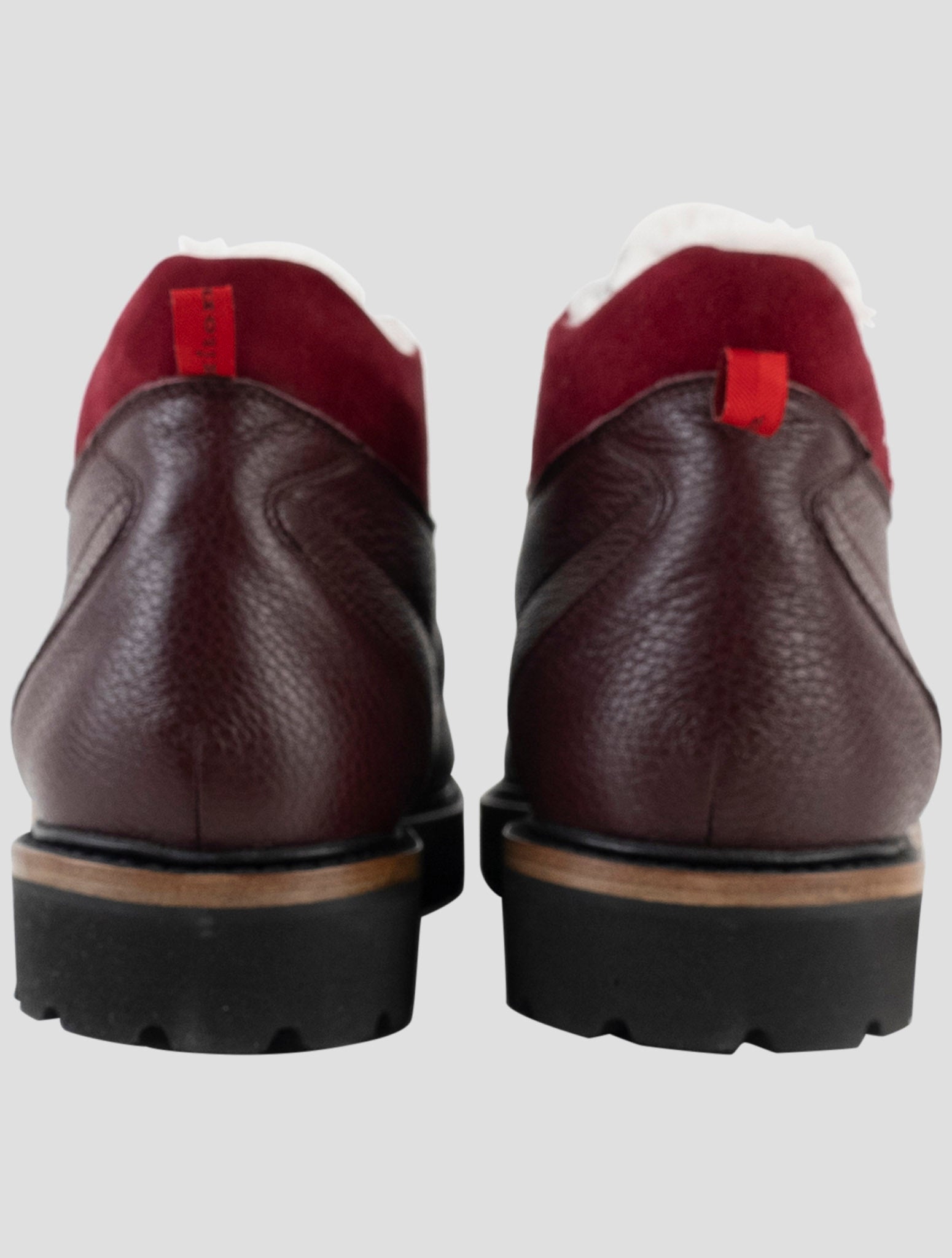 Kiton Burgundy Leather With Fur Boots