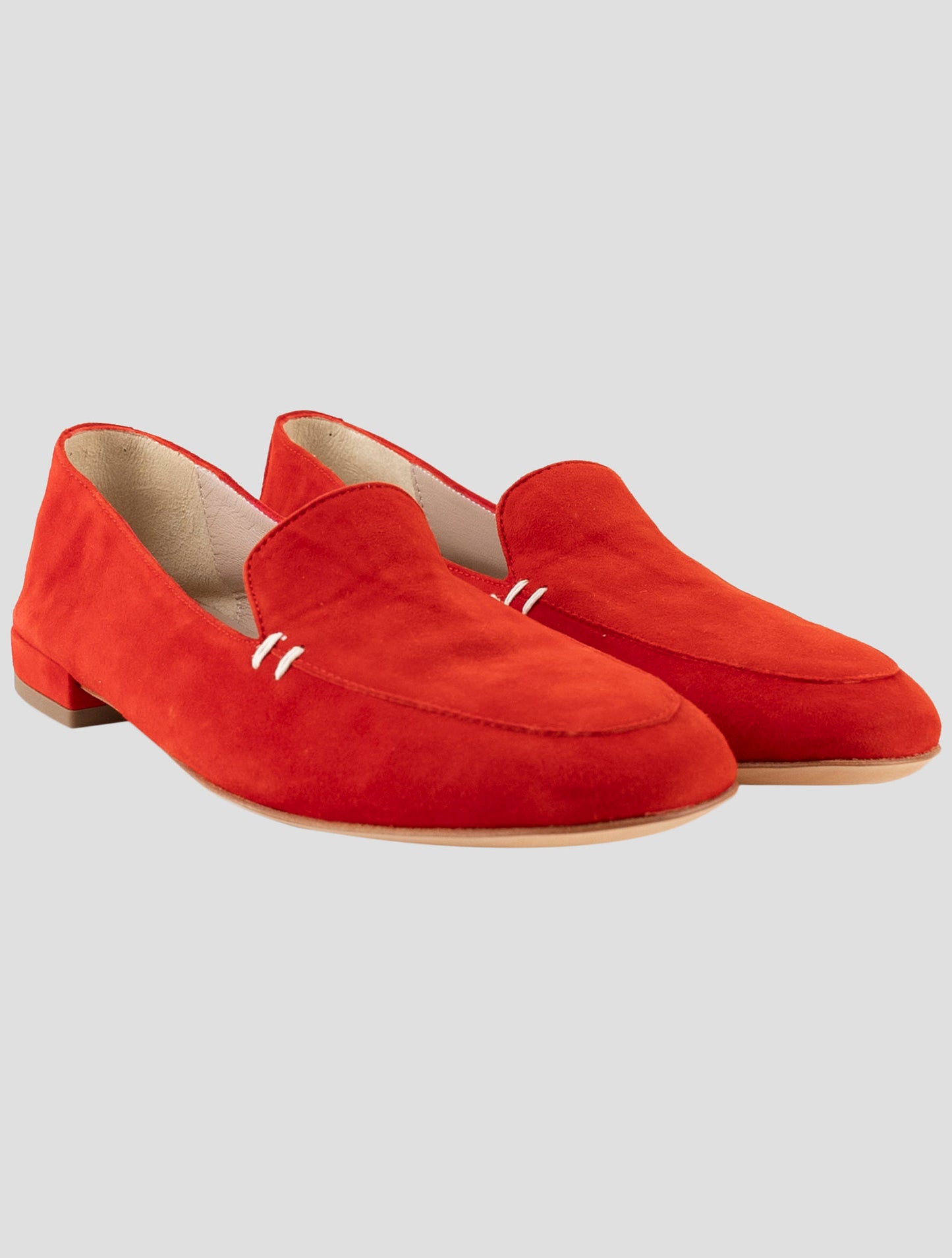 Kiton Red Leather Suede Loafers