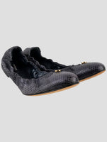 Kiton Blue Leather Snake Loafers