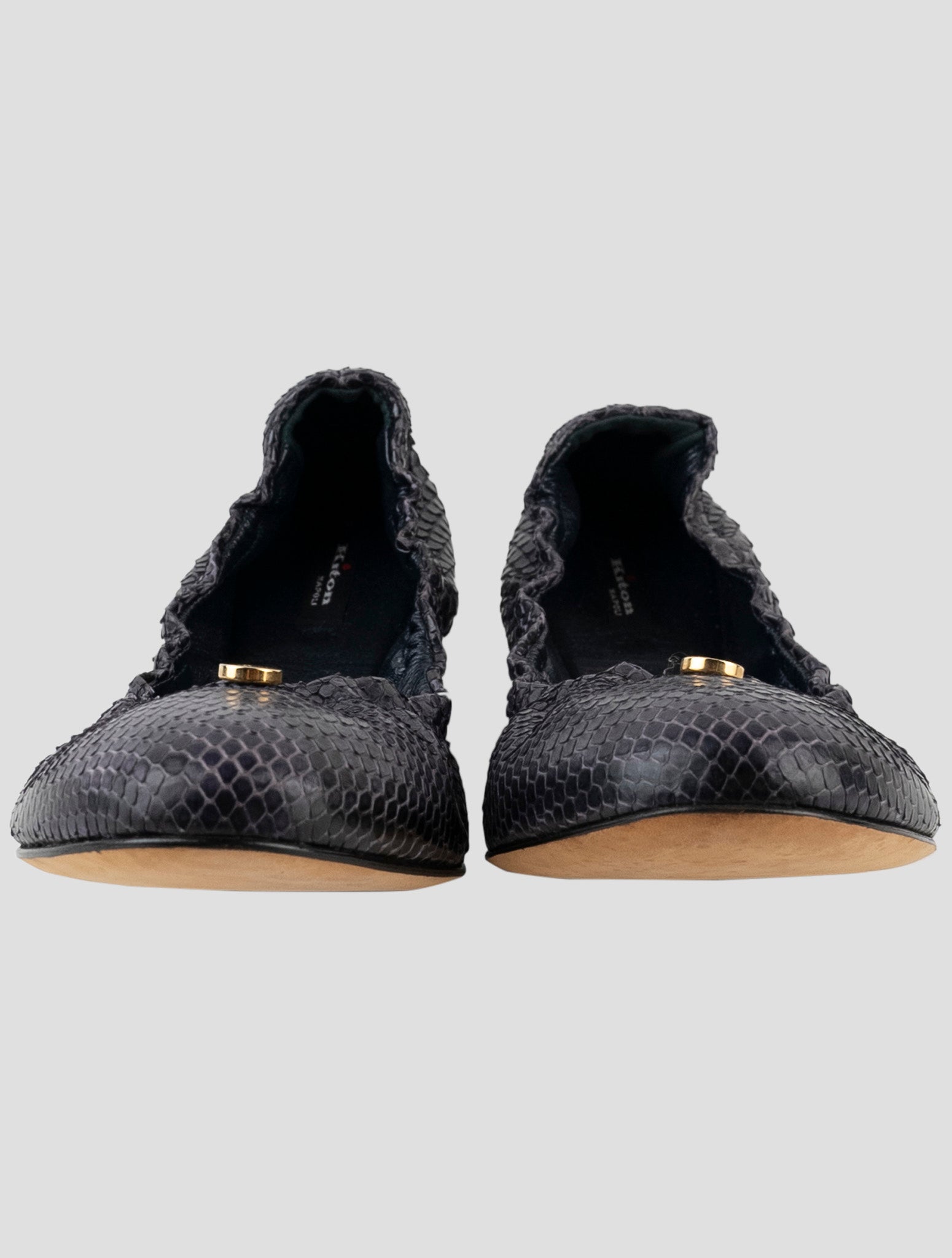 Kiton Blue Leather Snake Loafers