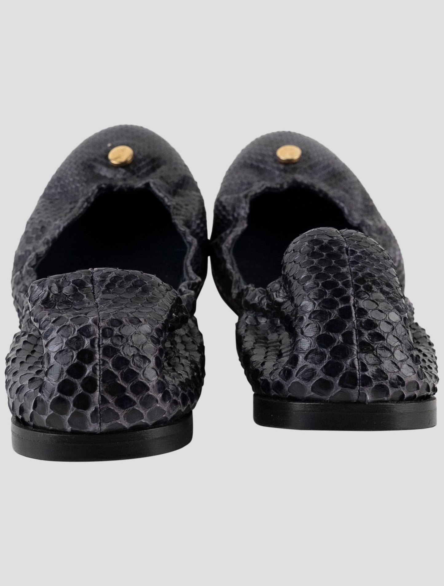 Kiton Blue Leather Snake Loafers