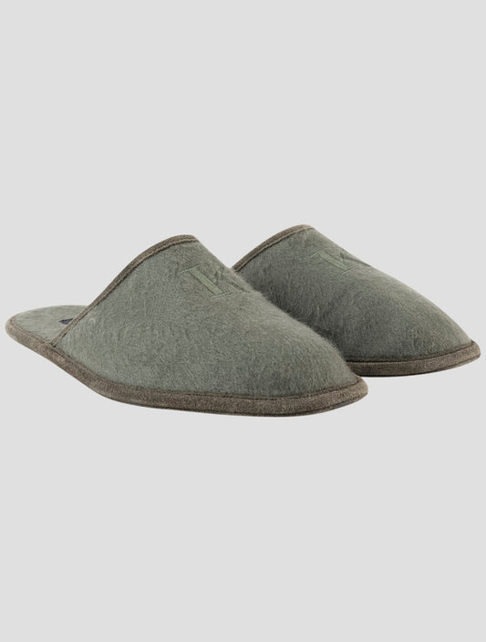 Kiton Green Cashmere Slippers