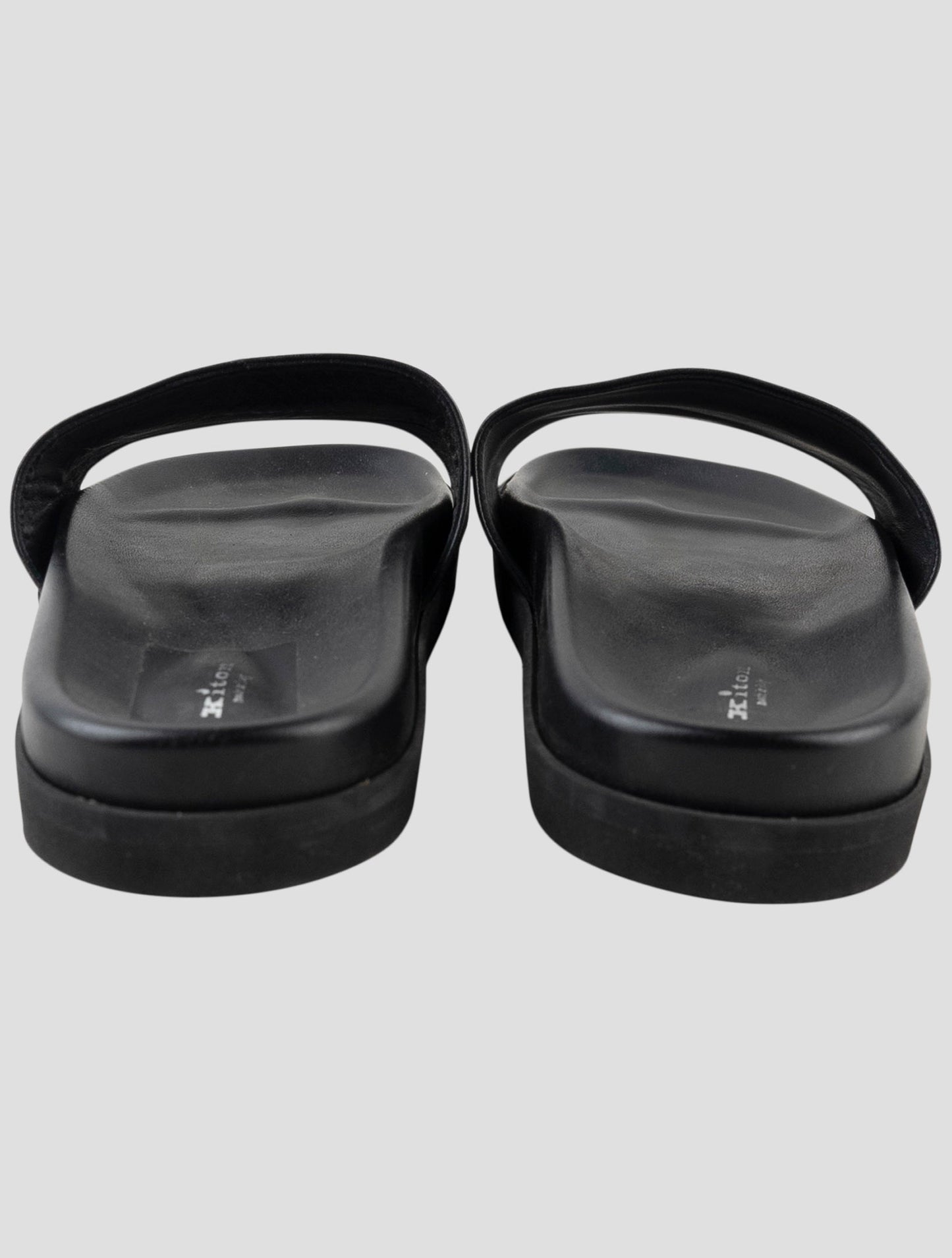 Kiton Black Leather Slippers