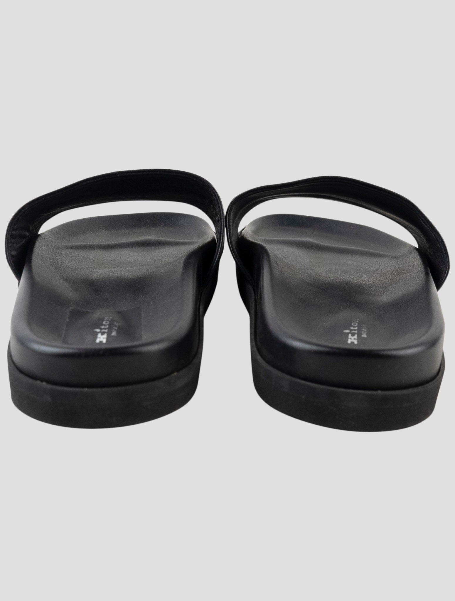 Kiton Black Leather Slippers
