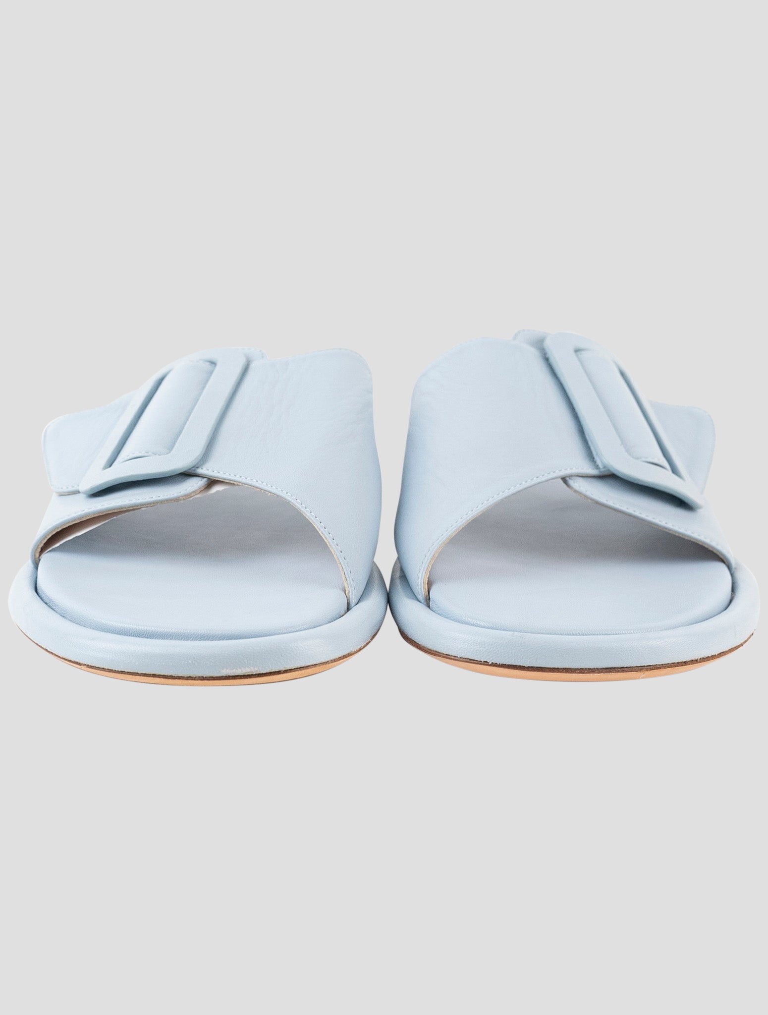 Kiton Light Blue Leather Slippers
