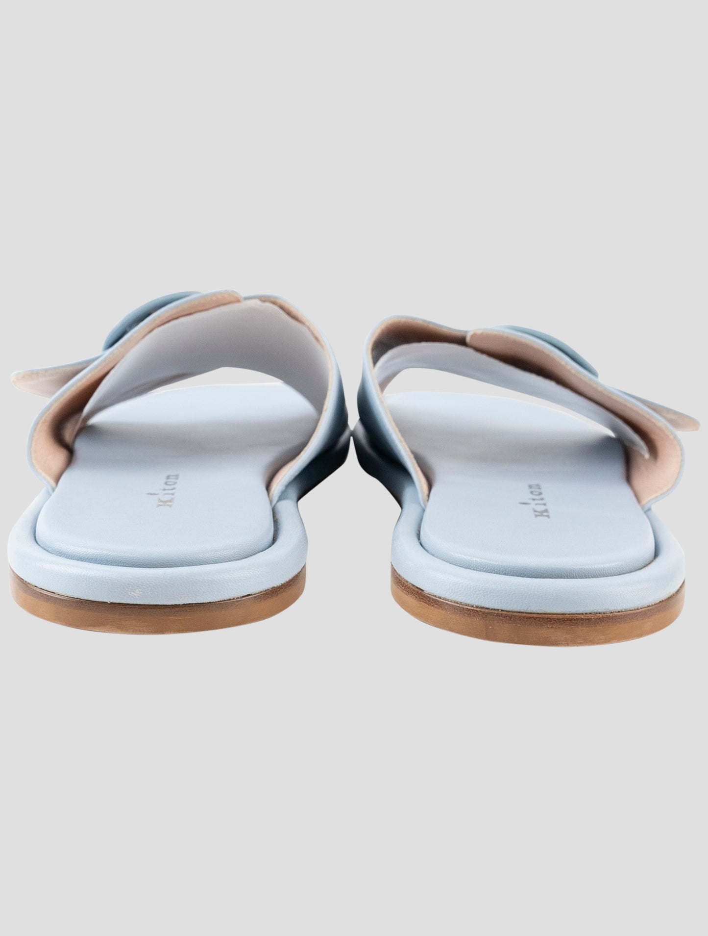 Kiton Light Blue Leather Slippers
