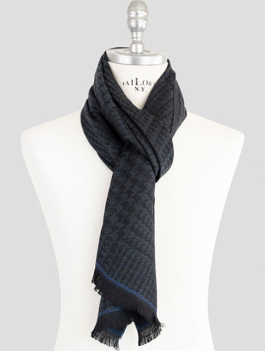 Kiton Blue Wool Scarf