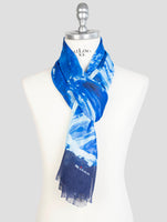 Kiton Blue Linen Silk Scarf