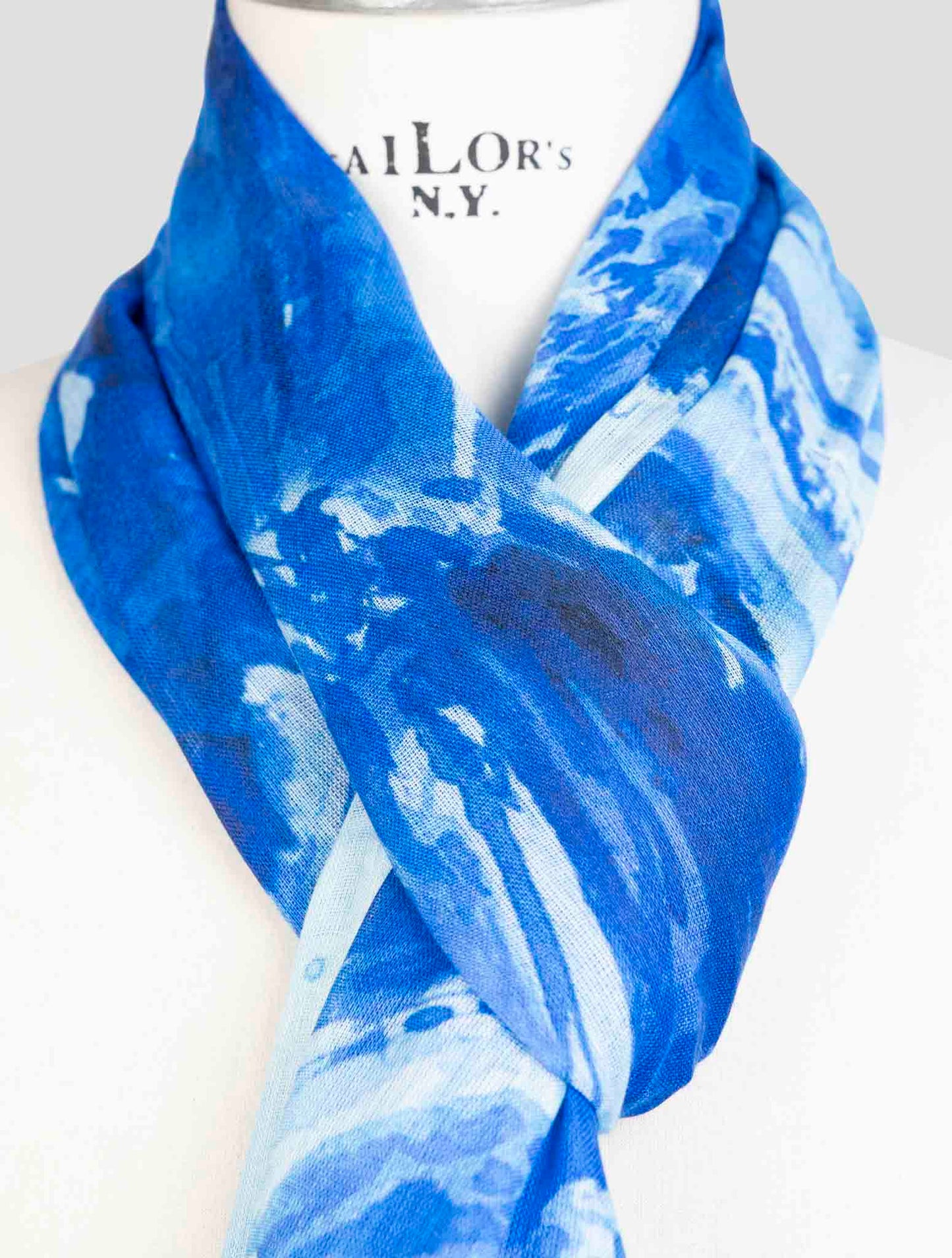 Kiton Blue Linen Silk Scarf