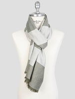 Kiton Gray Green Cashmere Silk Scarf