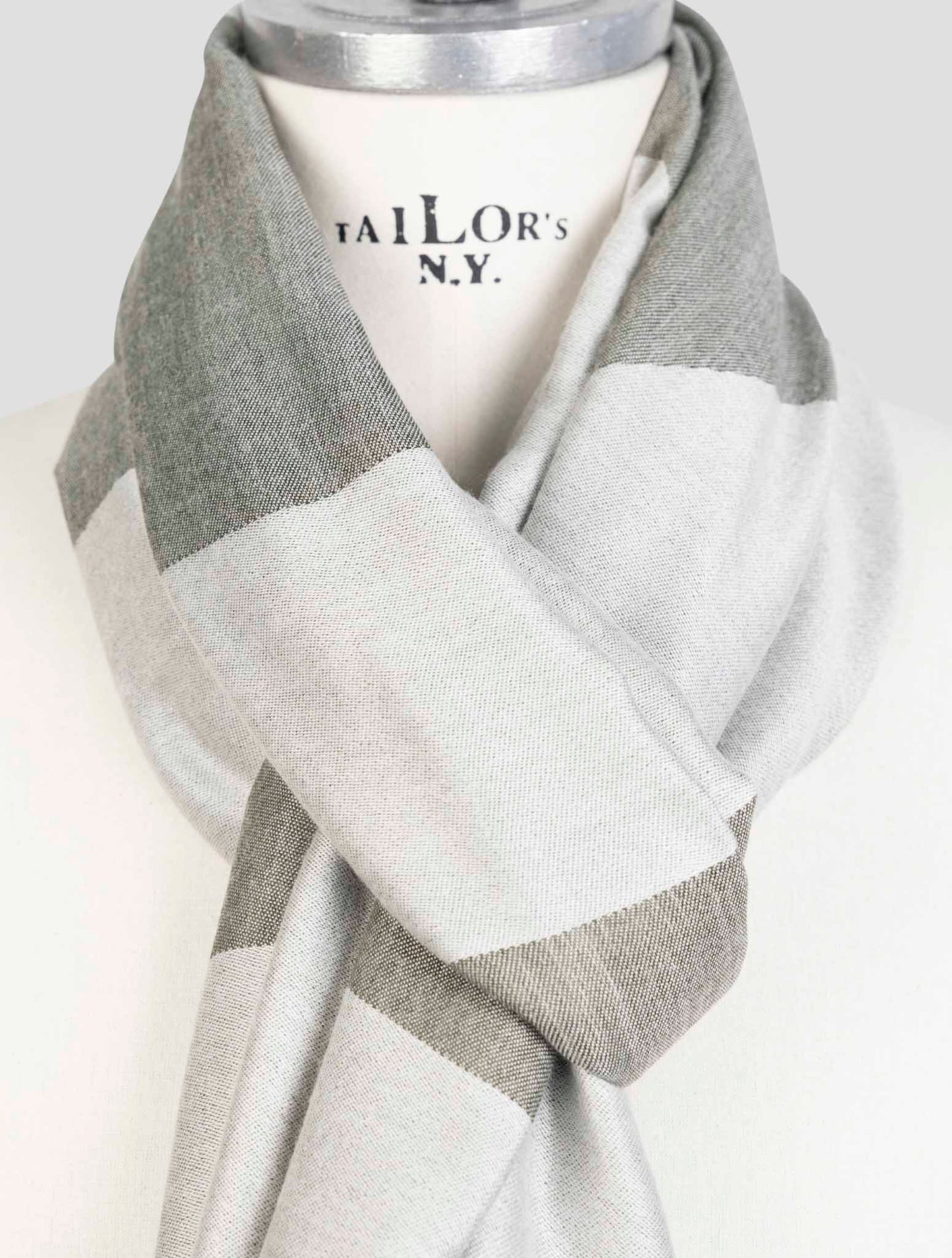 Kiton Gray Green Cashmere Silk Scarf