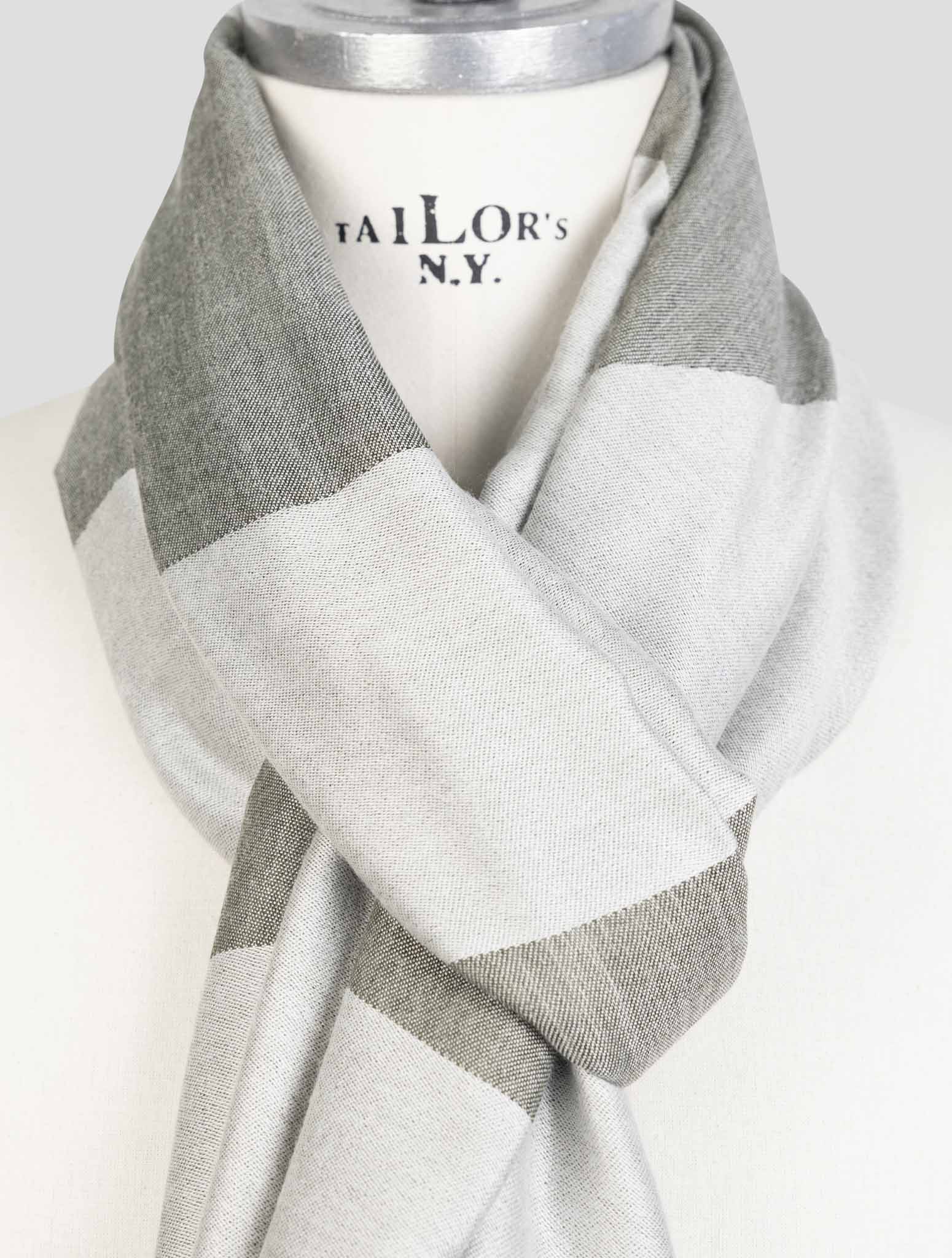 Kiton Gray Green Cashmere Silk Scarf