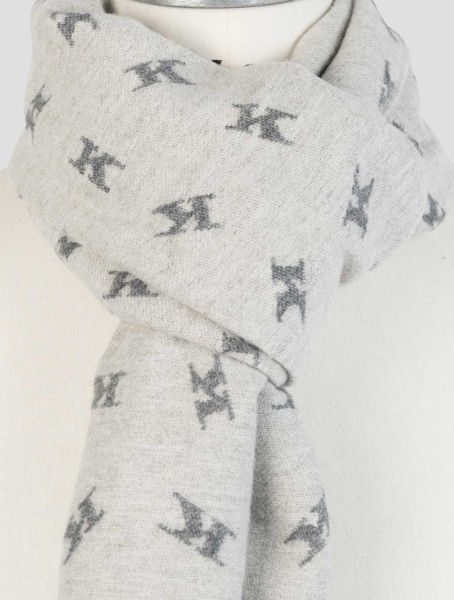 Kiton Gray Wool Cashmere Mink Scarf