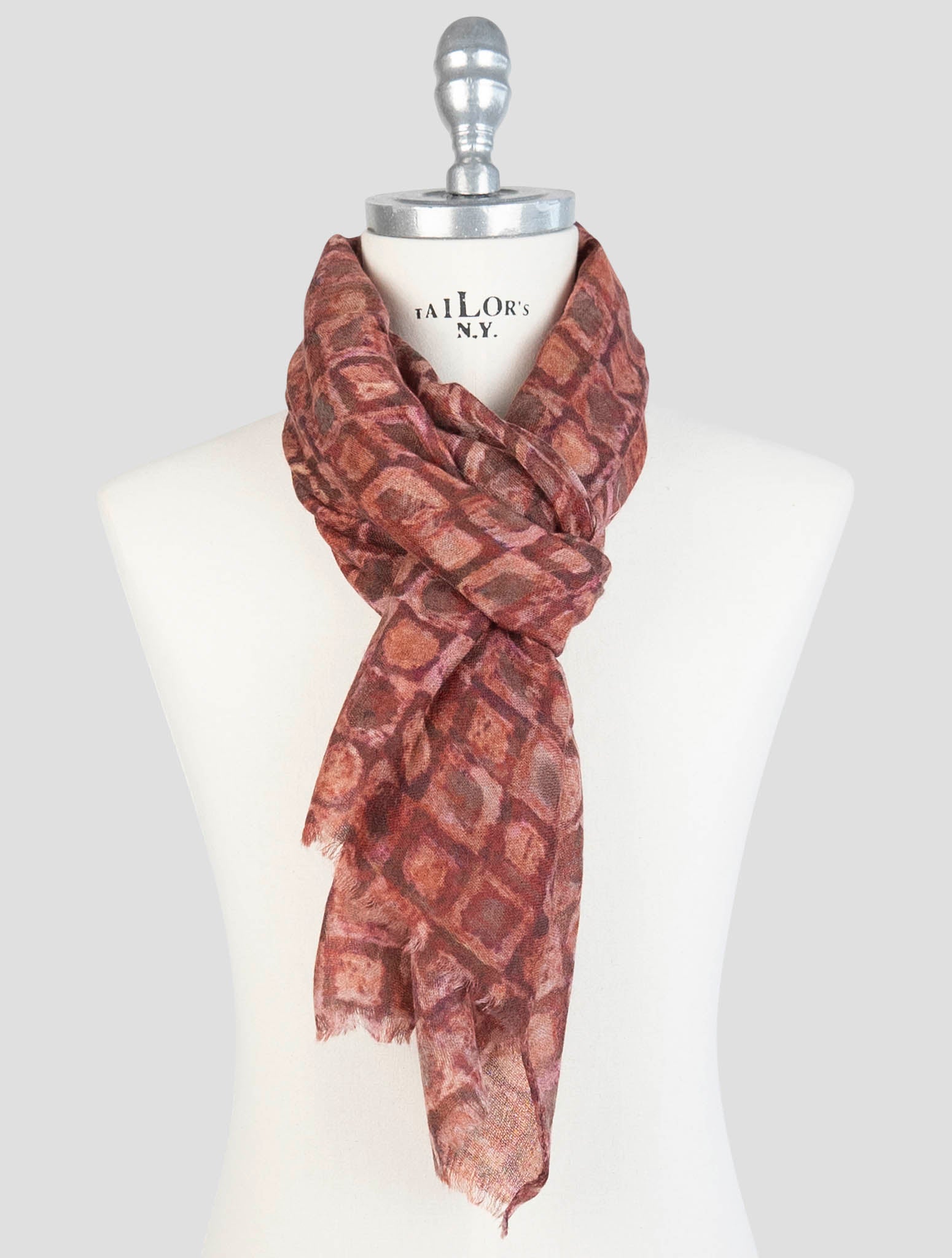 Kiton Burgundy Cashmere Scarf