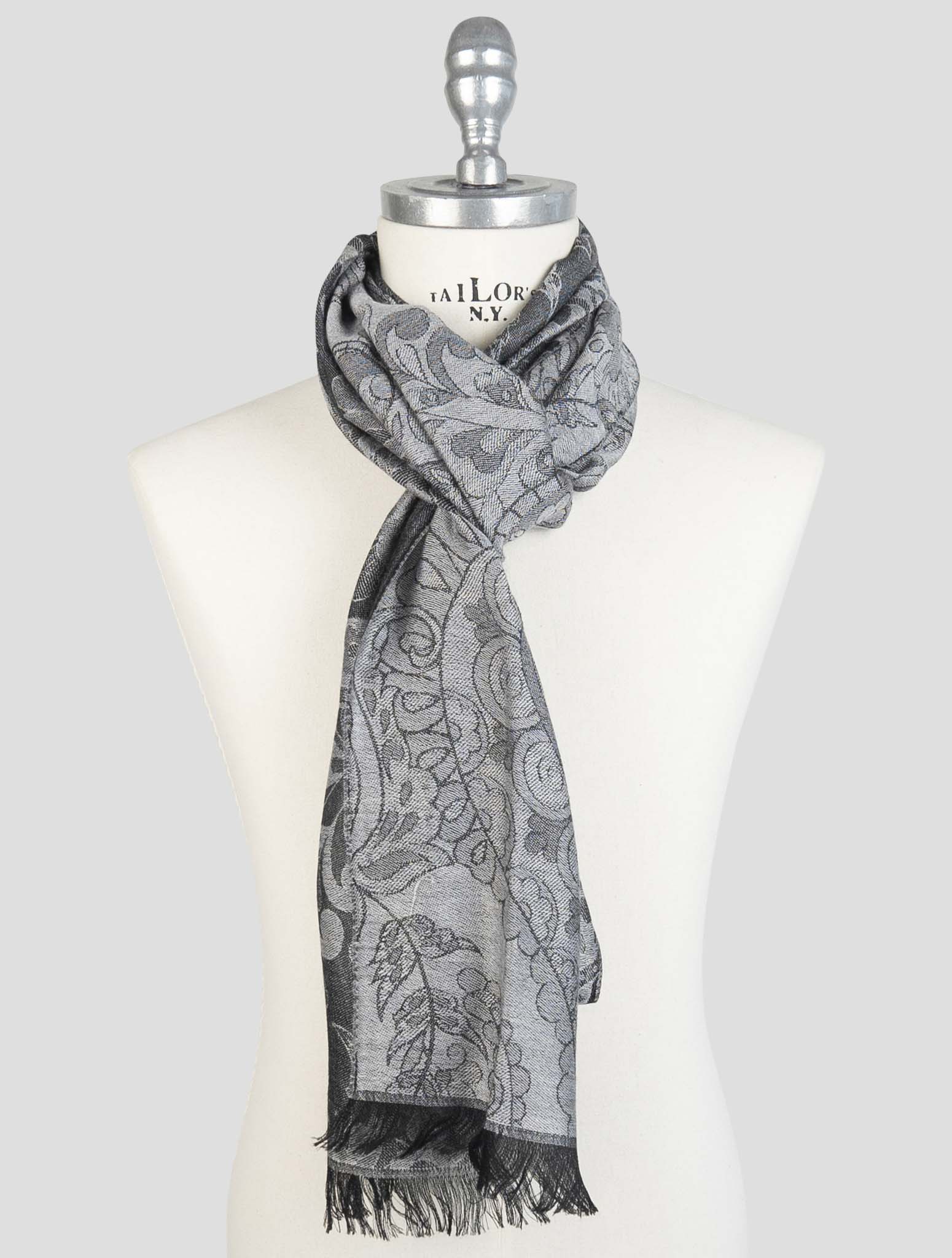 Kiton Gray Cashmere Silk Scarf