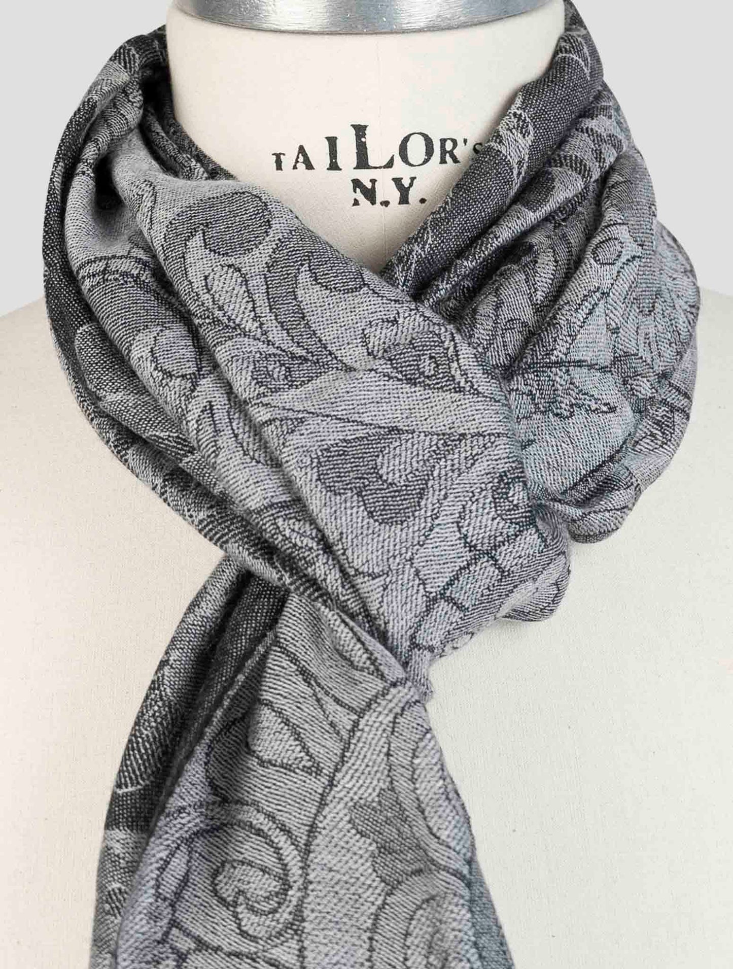 Kiton Gray Cashmere Silk Scarf