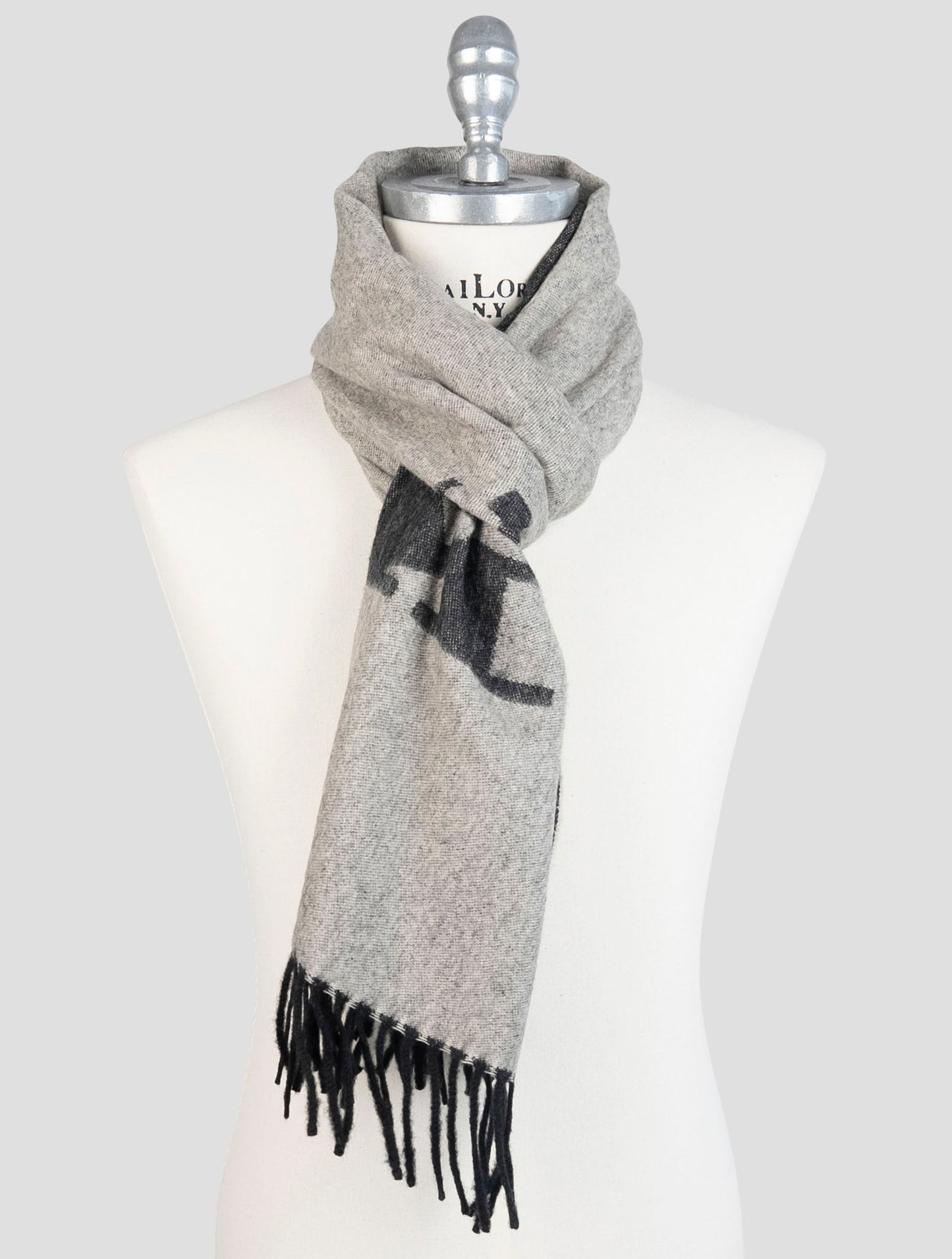 Kiton Gray Cashmere Silk Scarf