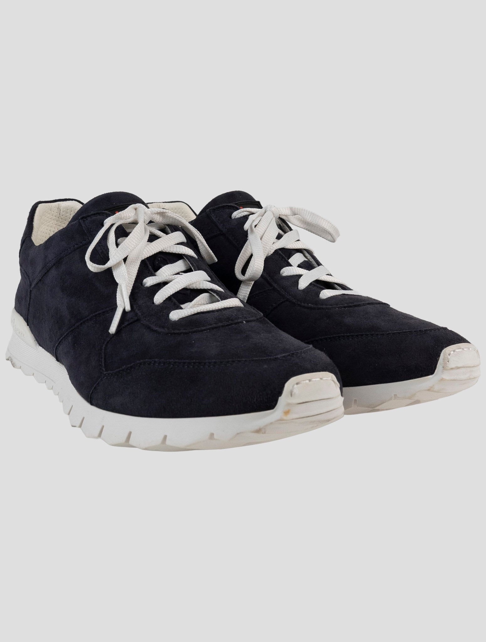 Kiton Blue Leather Suede Sneakers