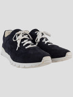 Kiton Blue Leather Suede Sneakers