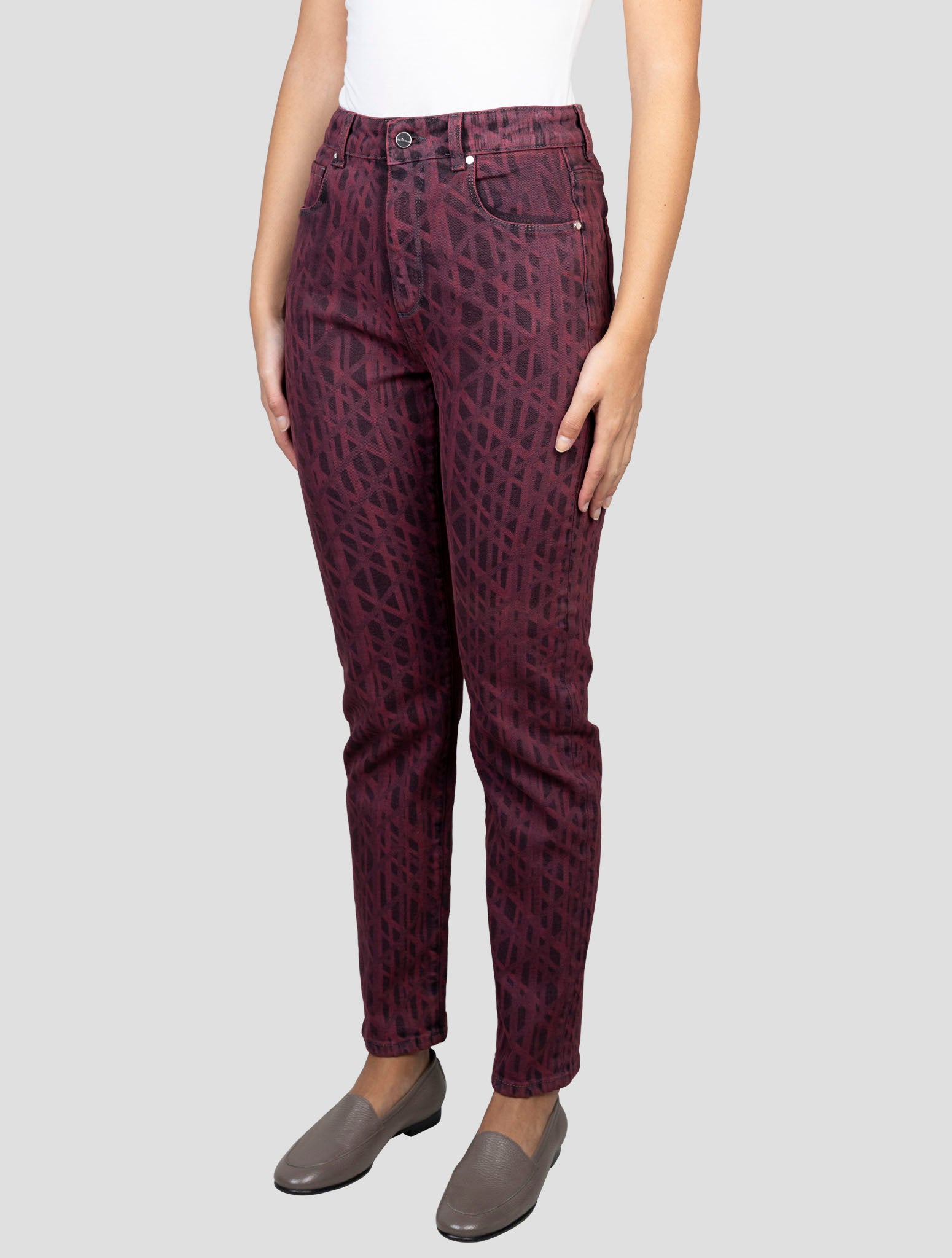 Kiton Burgundy Cotton Ea Jeans