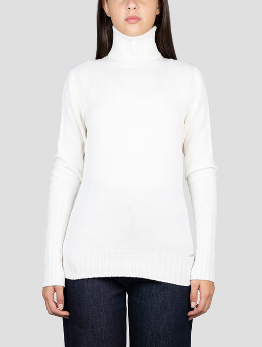 Kiton White Cashmere Sweater Turtleneck