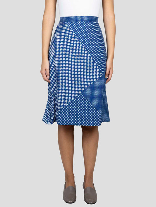 Kiton Blue White Silk Skirt