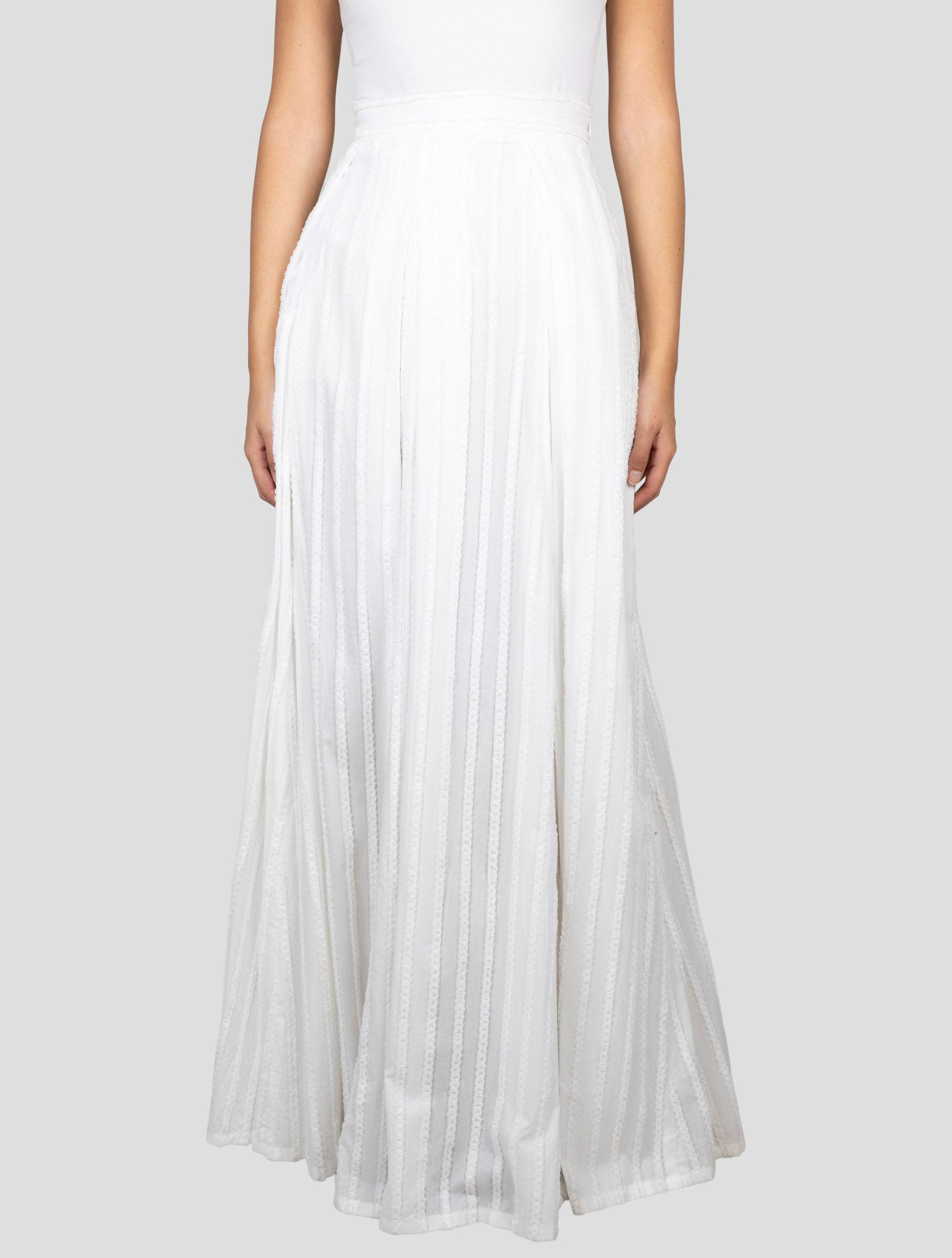 Kiton White Cotton Skirt