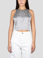 Kiton Gray White Silk Tank Top