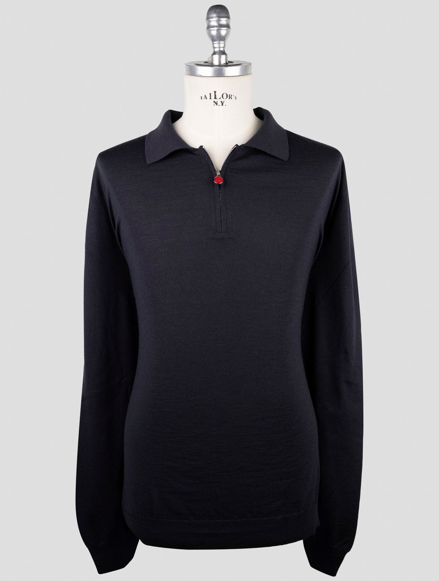 Kiton Dark Blue Wool Sweater Polo