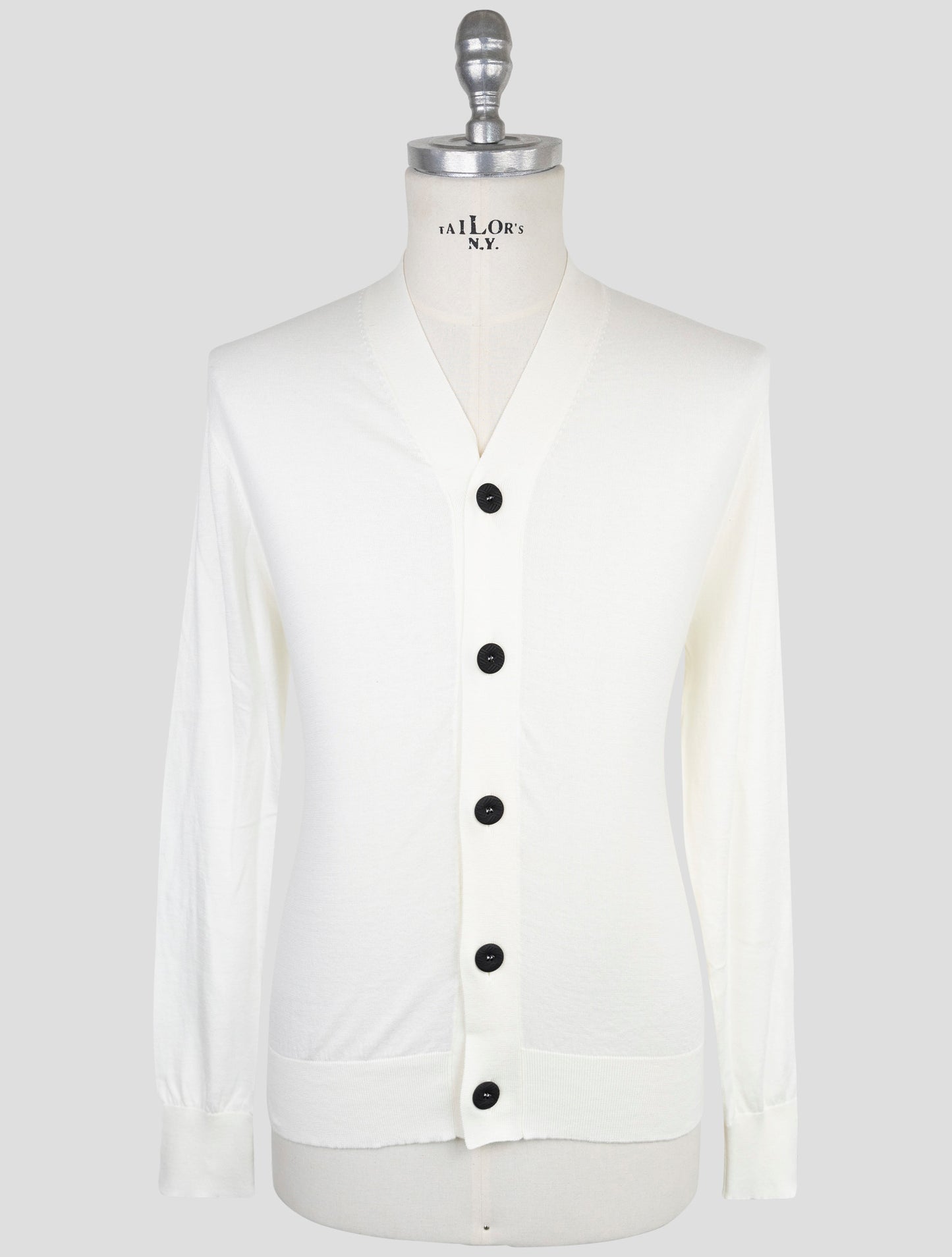 Kiton Knt White Cotton Sweater Cardigan