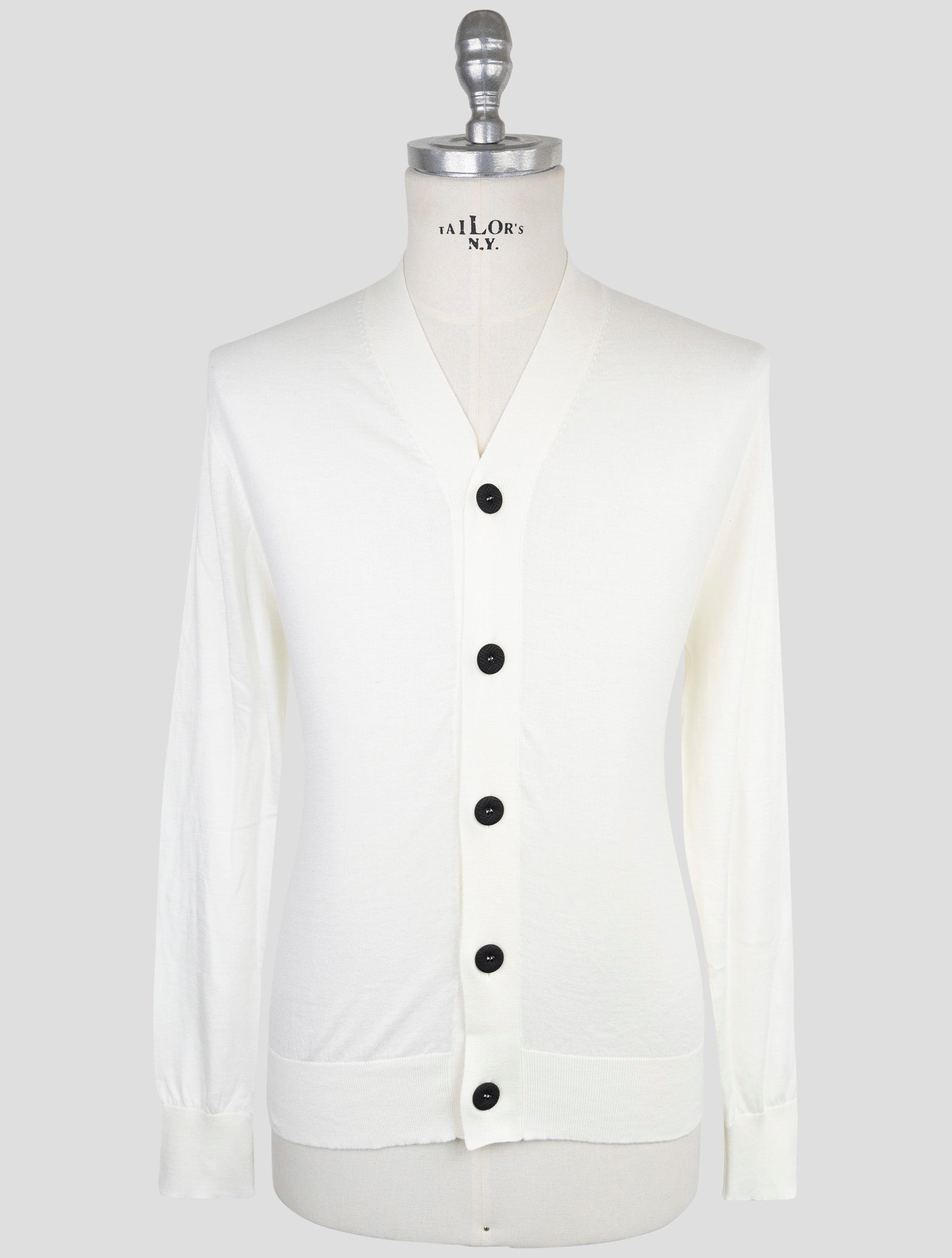 Kiton Knt White Cotton Sweater Cardigan