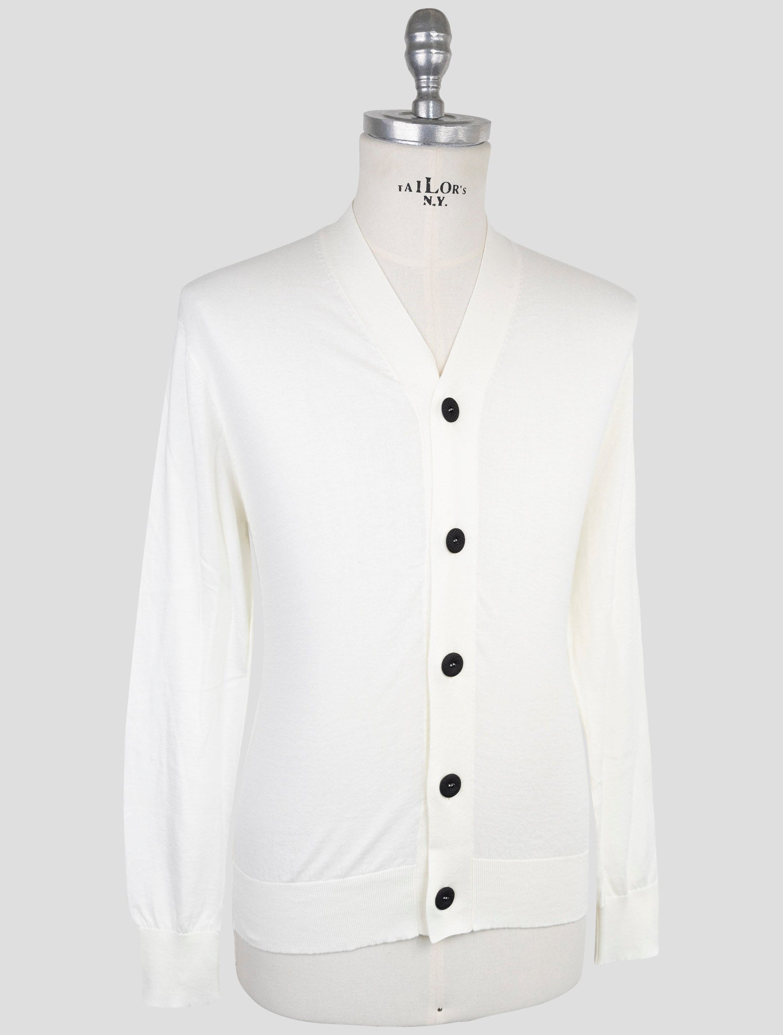 Kiton Knt White Cotton Sweater Cardigan