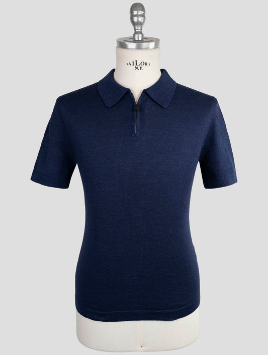 Kiton Knt Blue Linen Cotton Polo