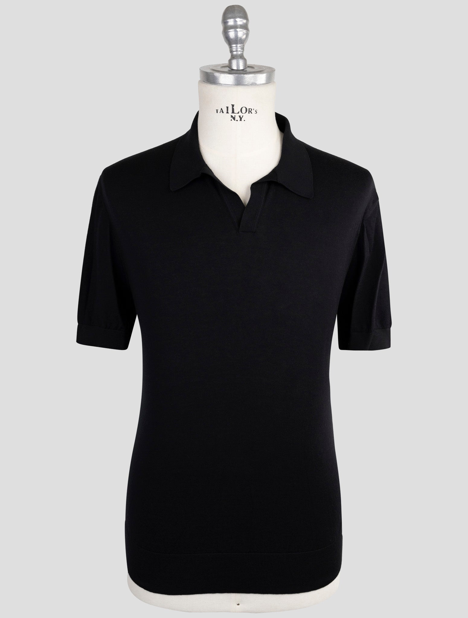 Kiton Knt Black Cotton Polo