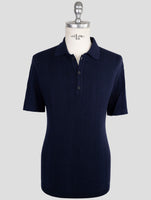 Kiton Knt Blue Virgin Wool Silk Polo
