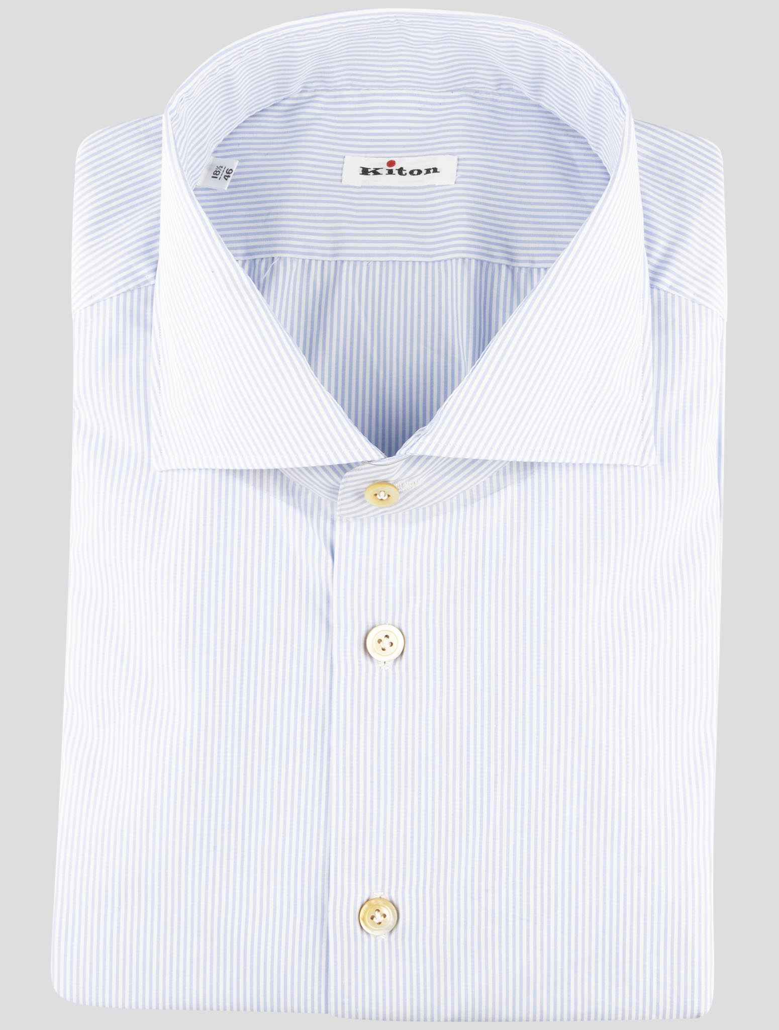 Kiton Light Blue and White Cotton Shirt