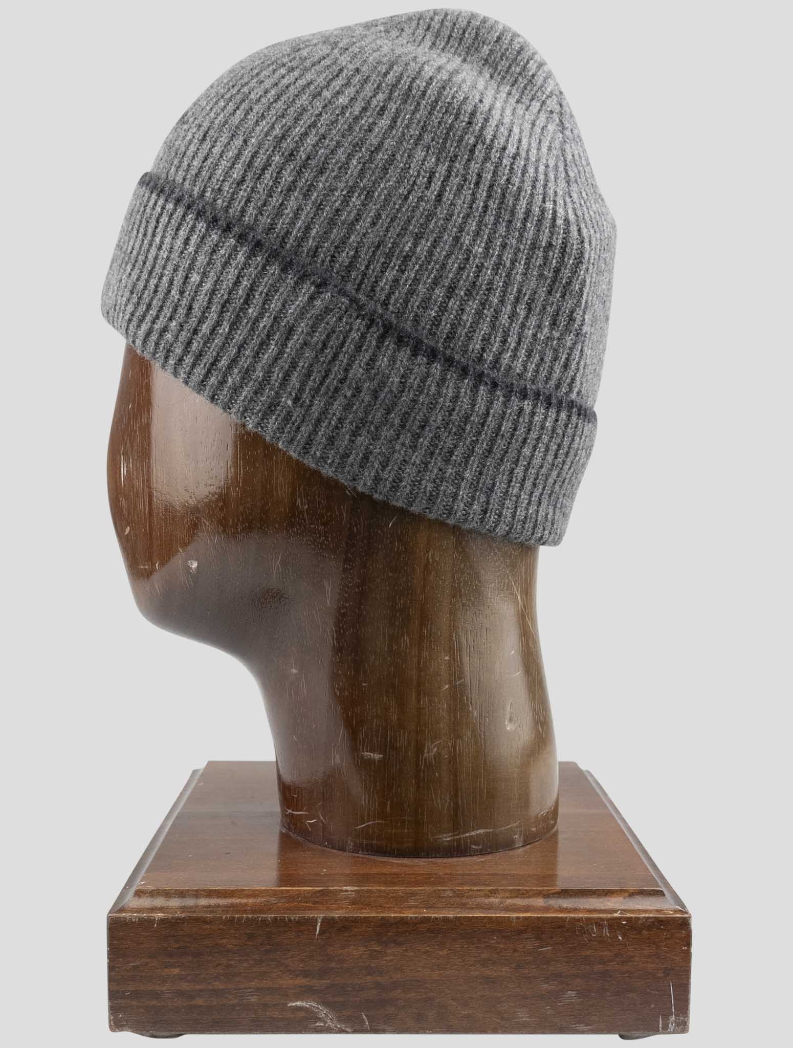 Kiton Gray Cashmere Beanie Hat