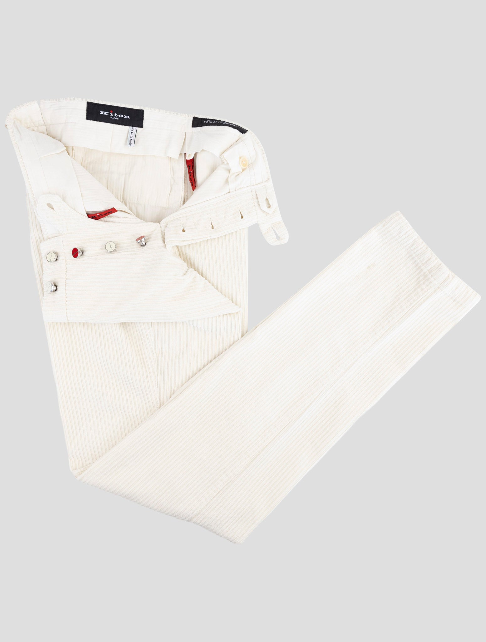 Kiton White Cotton Ea Velvet Pants