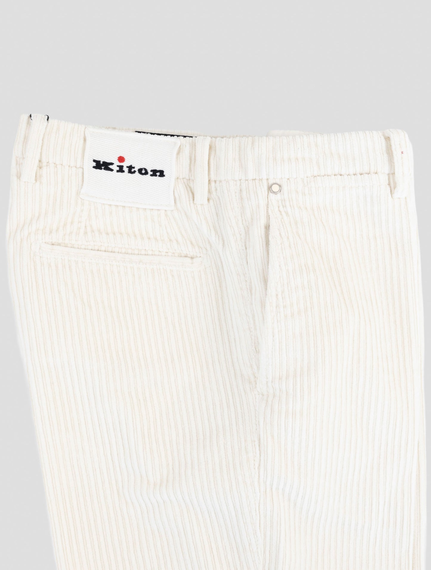 Kiton White Cotton Ea Velvet Pants