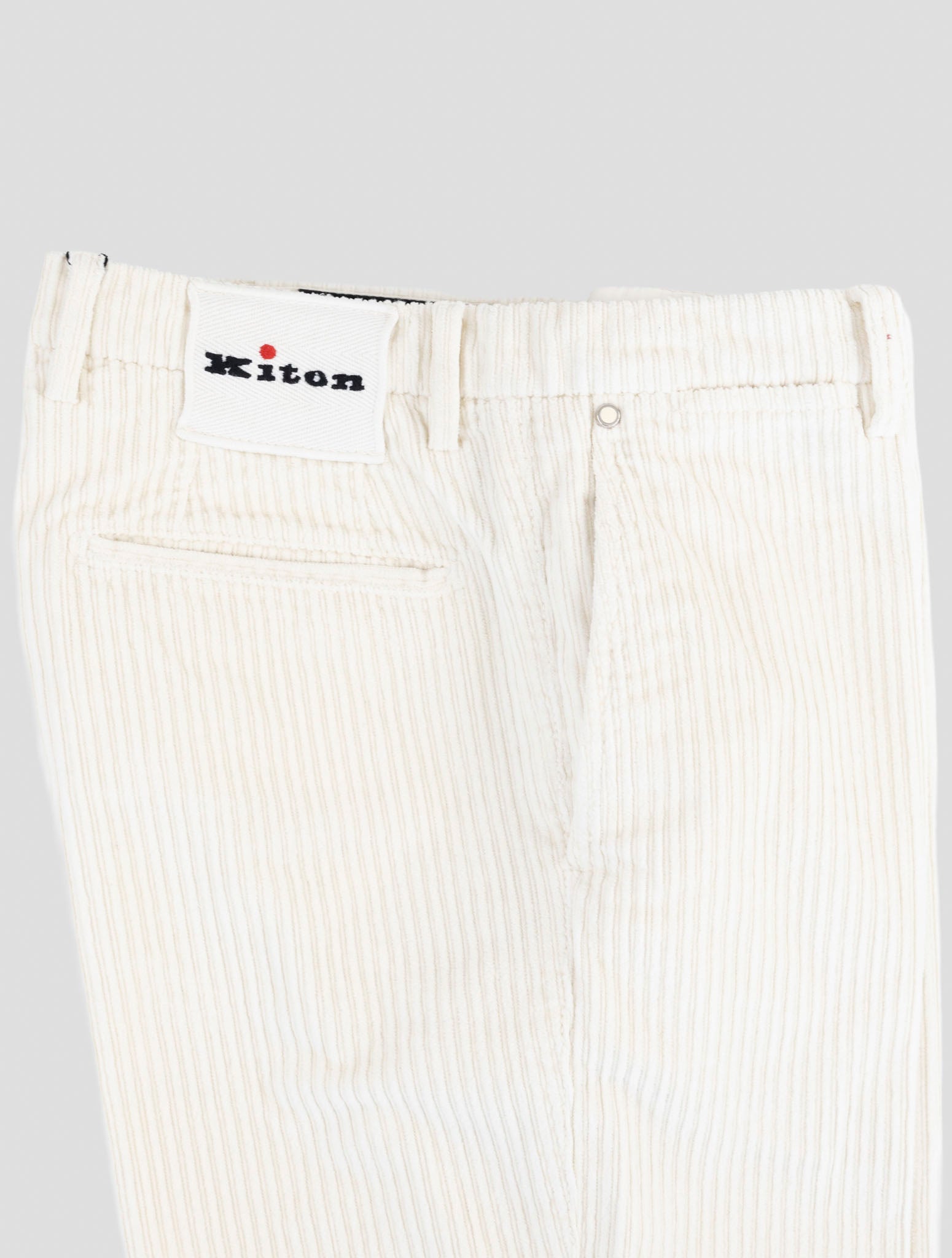 Kiton White Cotton Ea Velvet Pants