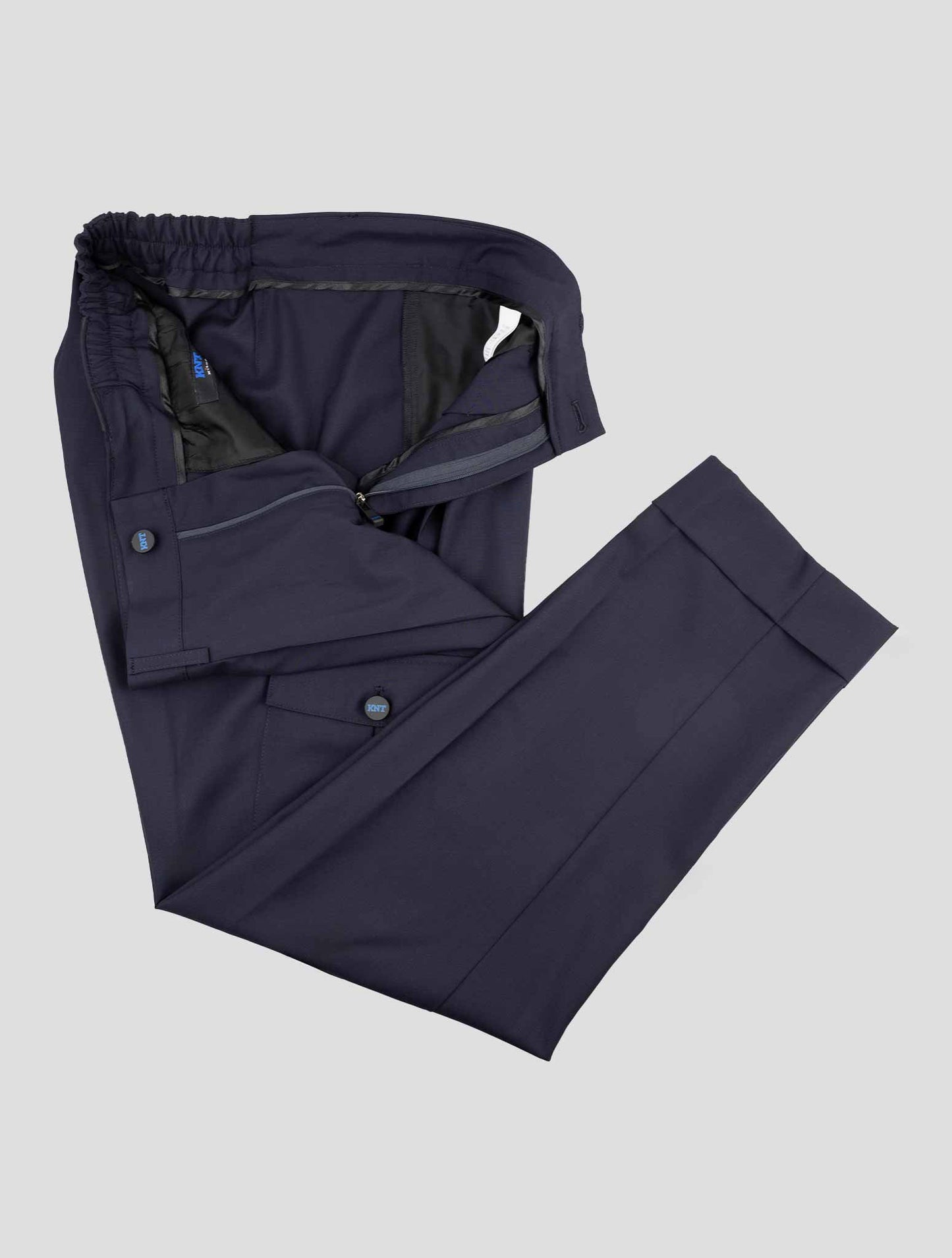 Kiton Knt Blue Wool Cargo Pants
