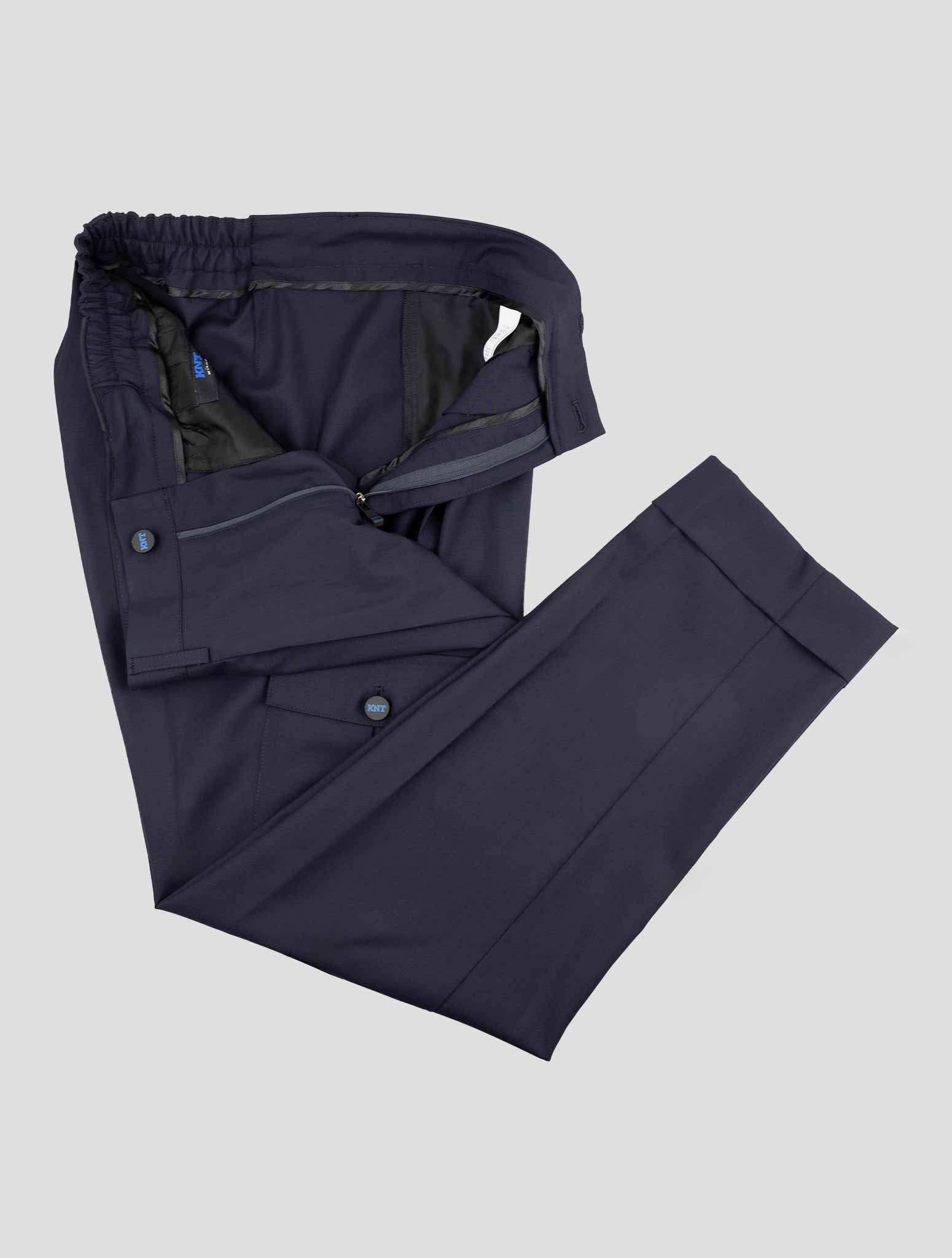 Kiton Knt Blue Wool Cargo Pants