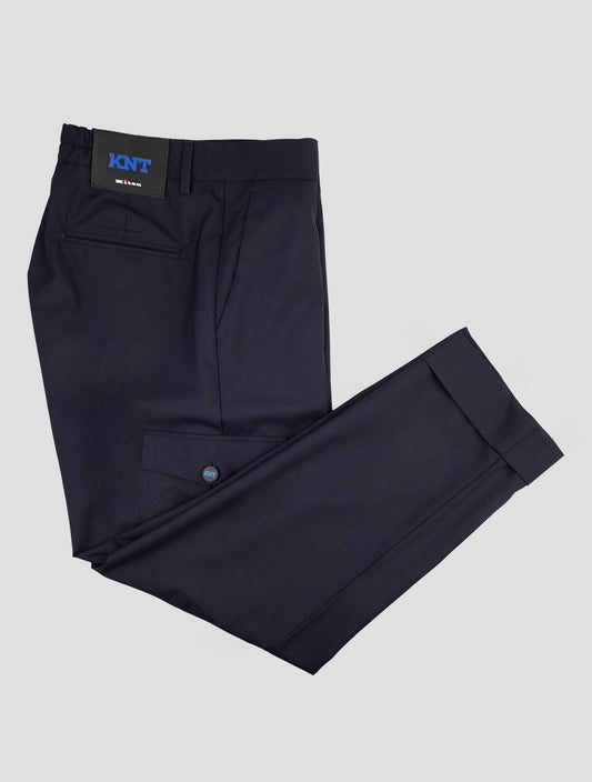 Kiton Knt Blue Wool Cargo Pants