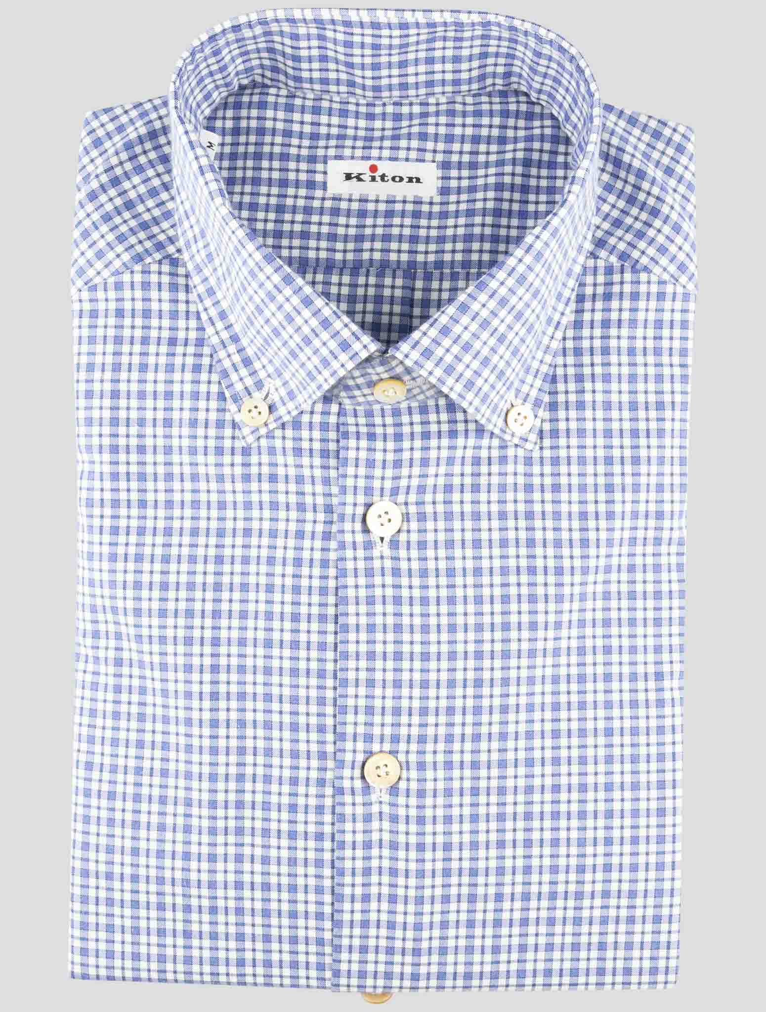 Kiton blue and white cotton shirt