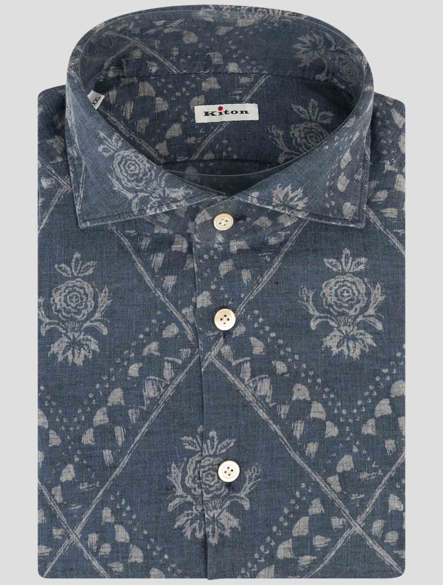 Kiton blue linen shirt