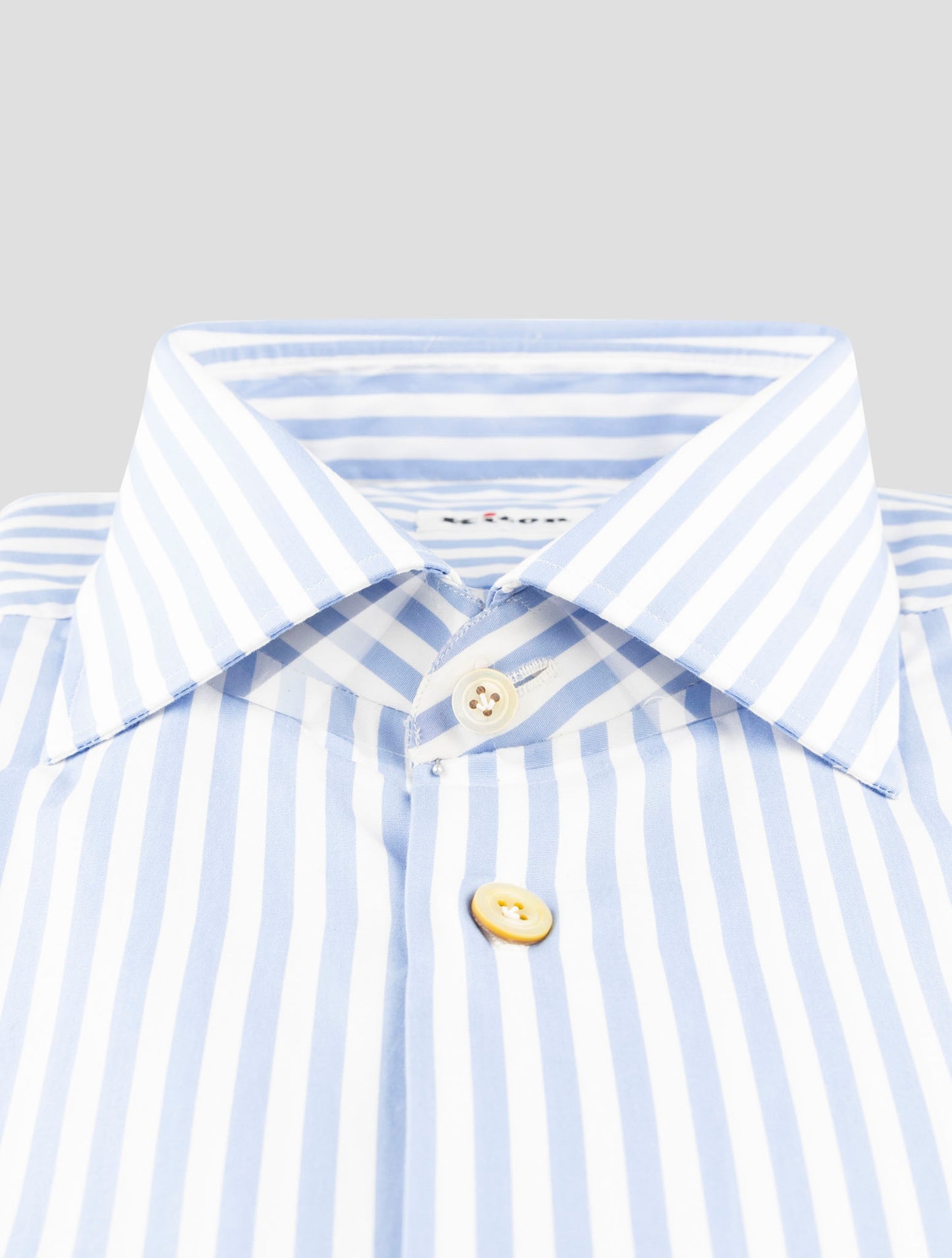 Kiton  Light Blue White Cotton Shirt