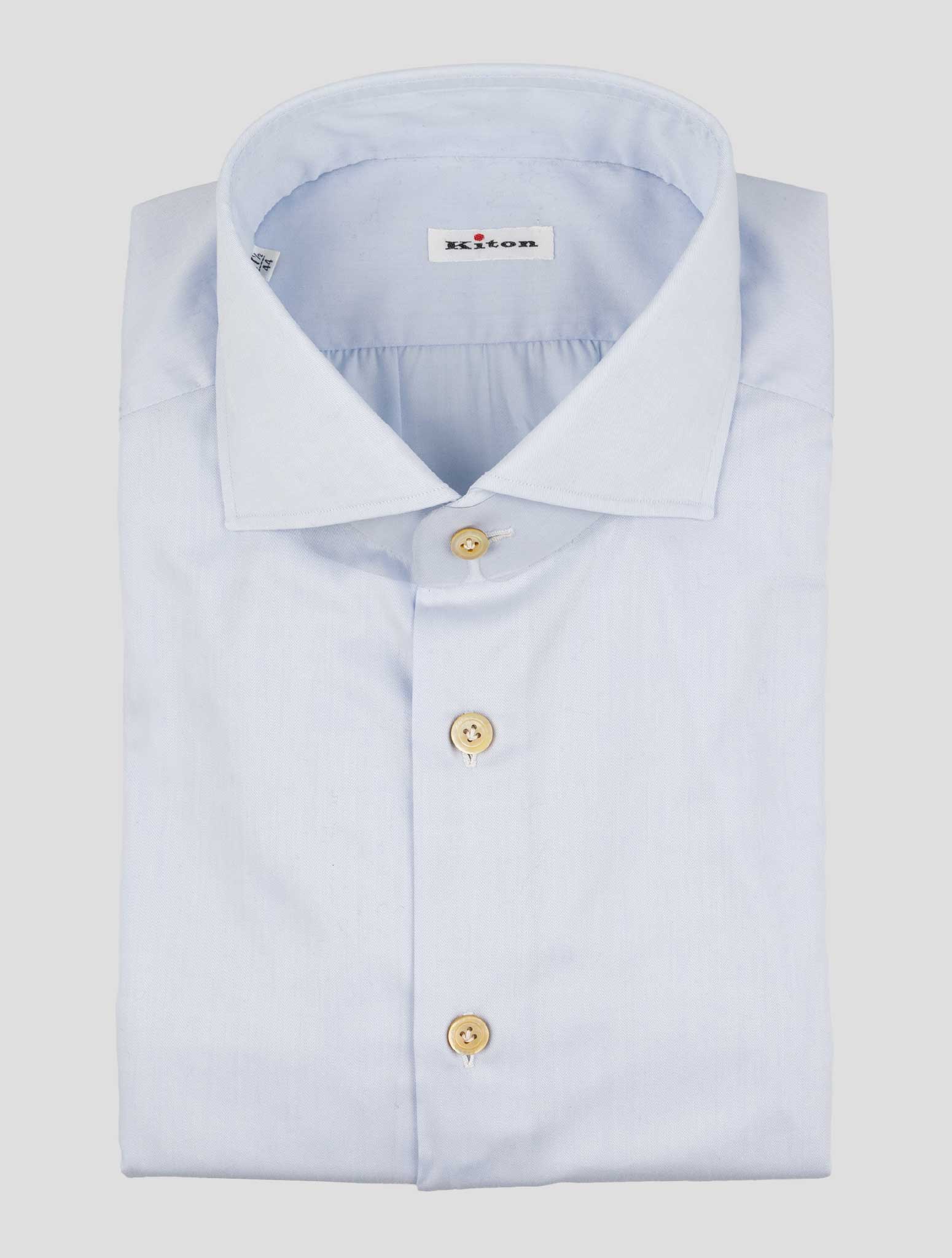 Kiton blue short-sleeve cotton shirt
