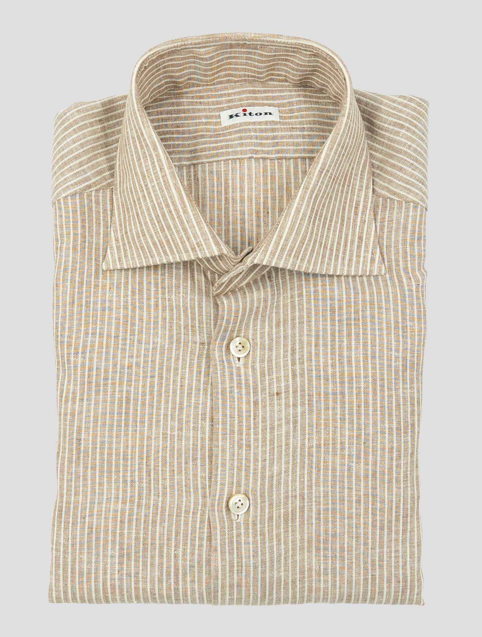 Kiton Brown Linen Ea Pl Shirt