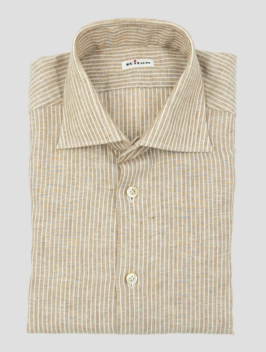 Kiton Brown Linen Ea Pl Shirt