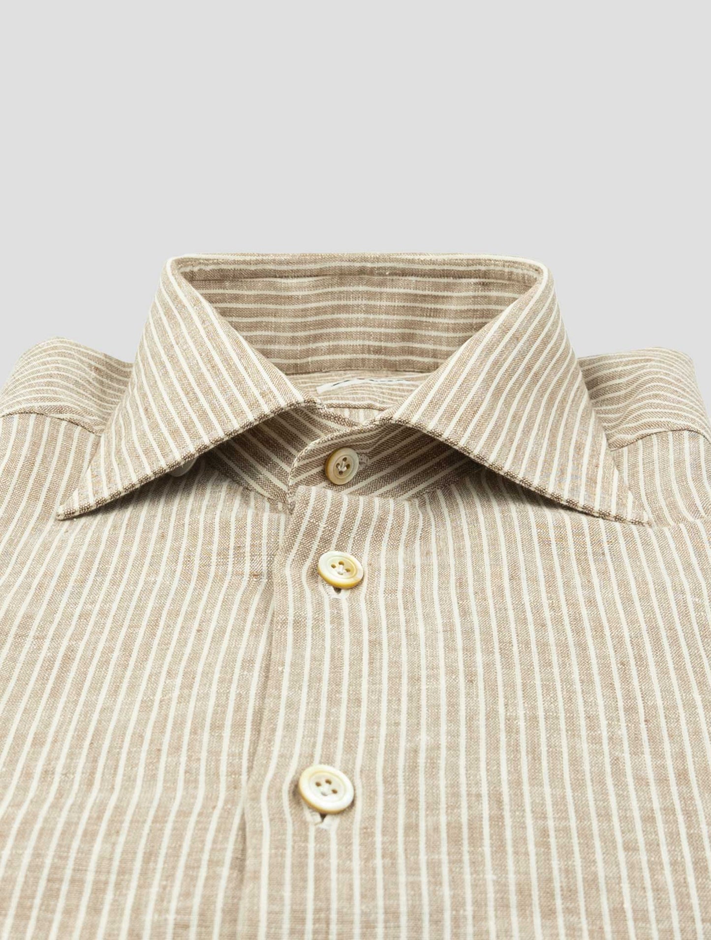 Kiton Brown Linen Ea Pl Shirt